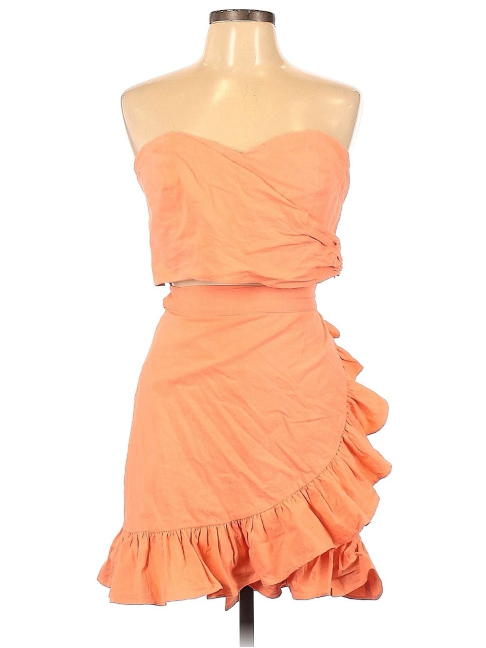 Free People Strapless Peach Mini Ruffle Dress - Picture 3 of 13